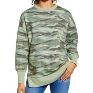 Caslon Nordstrom Camo Oversized Crewneck Sweatshirt Small
